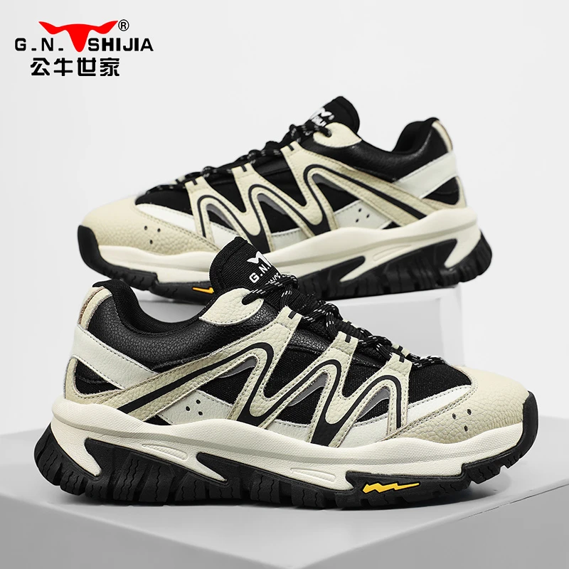 公牛世家男鞋秋冬户外运动休闲跑步鞋男士防滑登山徒步鞋复古潮鞋