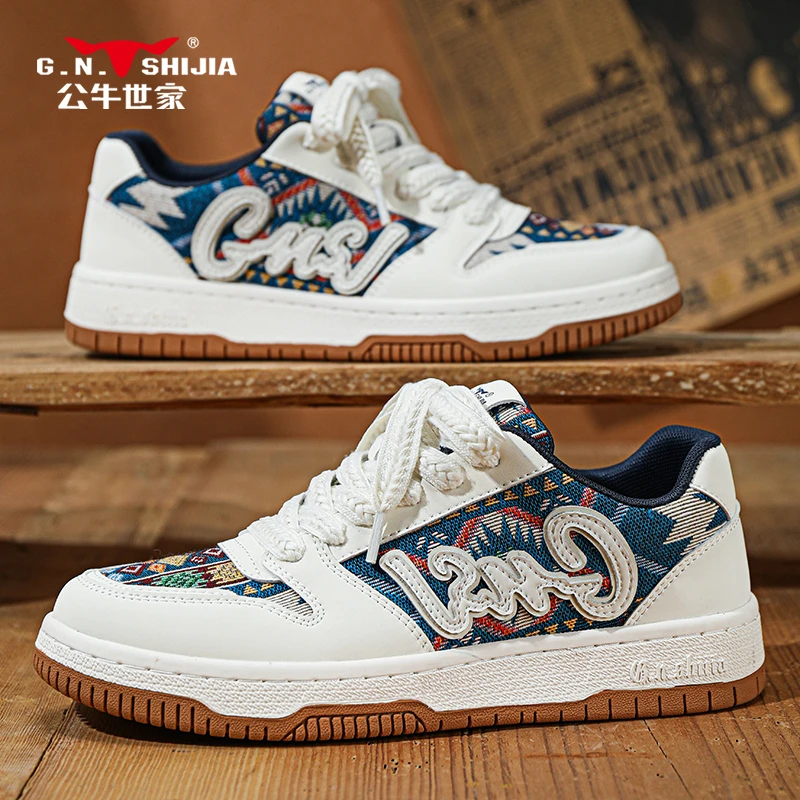 公牛世家男鞋春夏潮牌休闲板鞋小众透气潮流百搭学生青少年运动鞋