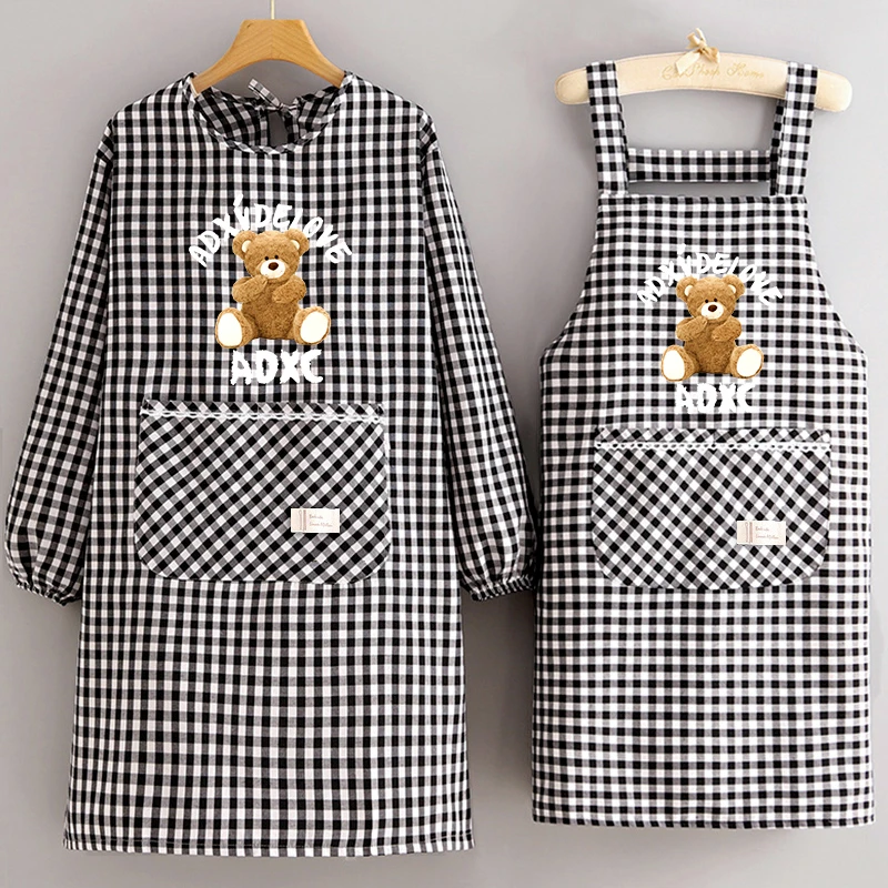 棉布长袖罩衣女防污透气围裙厨房家用2023新款护衣上班干活工作服