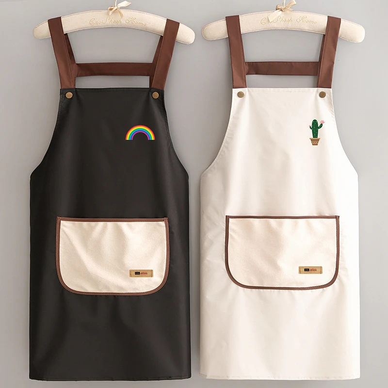 简约厨房家用防水防油围裙餐饮专用定制logo印字工作服女做饭围腰