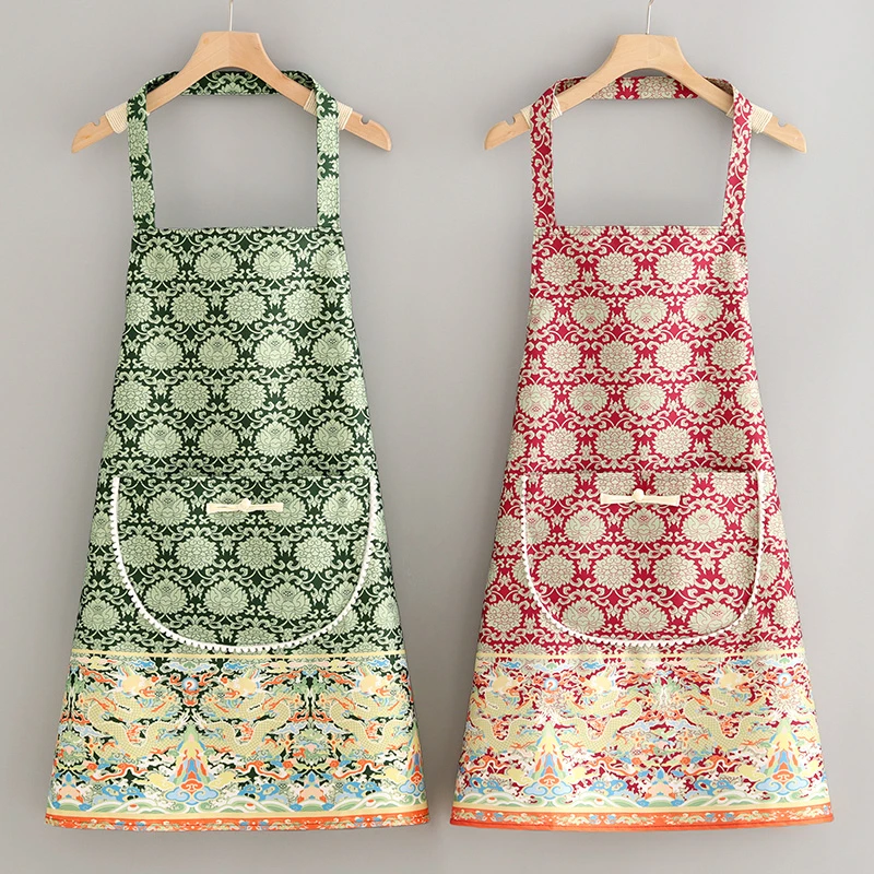 民族风中式围裙厨房家用环保防水防油做饭围腰女士餐饮专用工作服