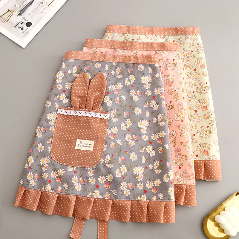 韩版洋气帆布半身围裙厨房家用2024新款防污透气做饭围腰女工作服