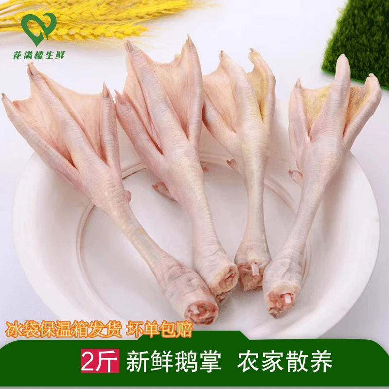 新鲜鹅掌2斤包邮生肉鲜冷冻鹅爪掌老仔鹅脚生鹅爪农家包赔发货