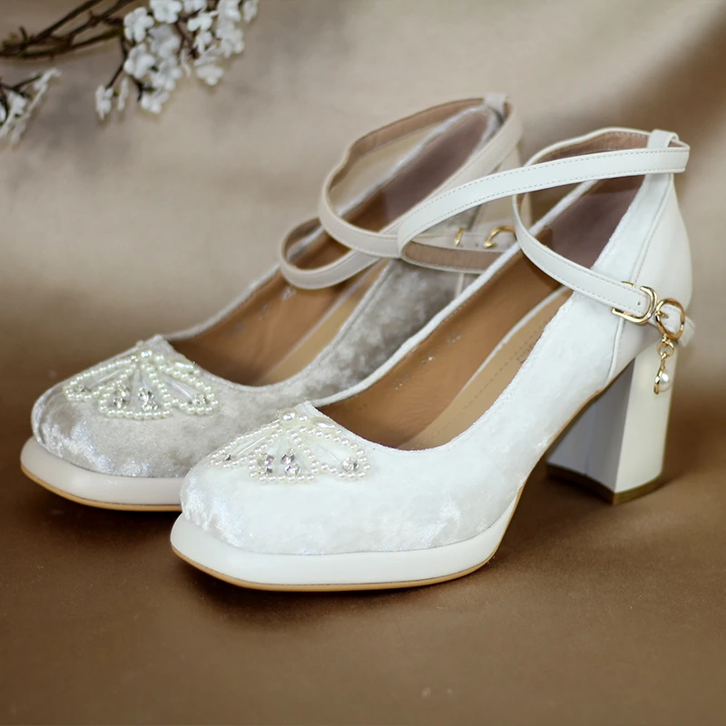 零尚舞度《蝶语》复古新中式国风小众设计感方头粗跟单鞋旗袍鞋3368