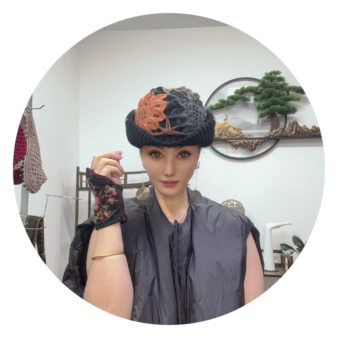 美雅家原创手工钩织马海毛护耳帽多种戴法秋冬保暖