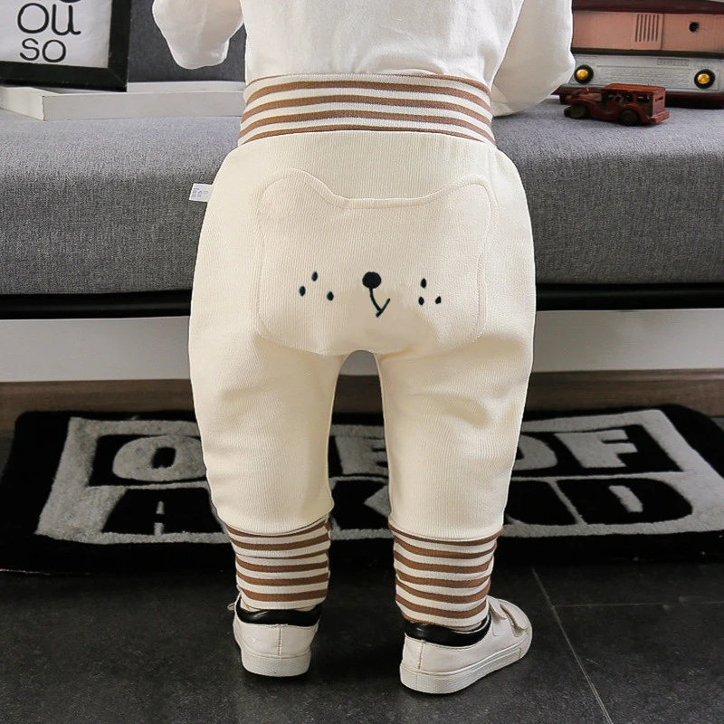 婴儿高腰护肚裤男宝宝秋冬加厚裤子儿童保暖裤护膝爬行穿裤秋裤