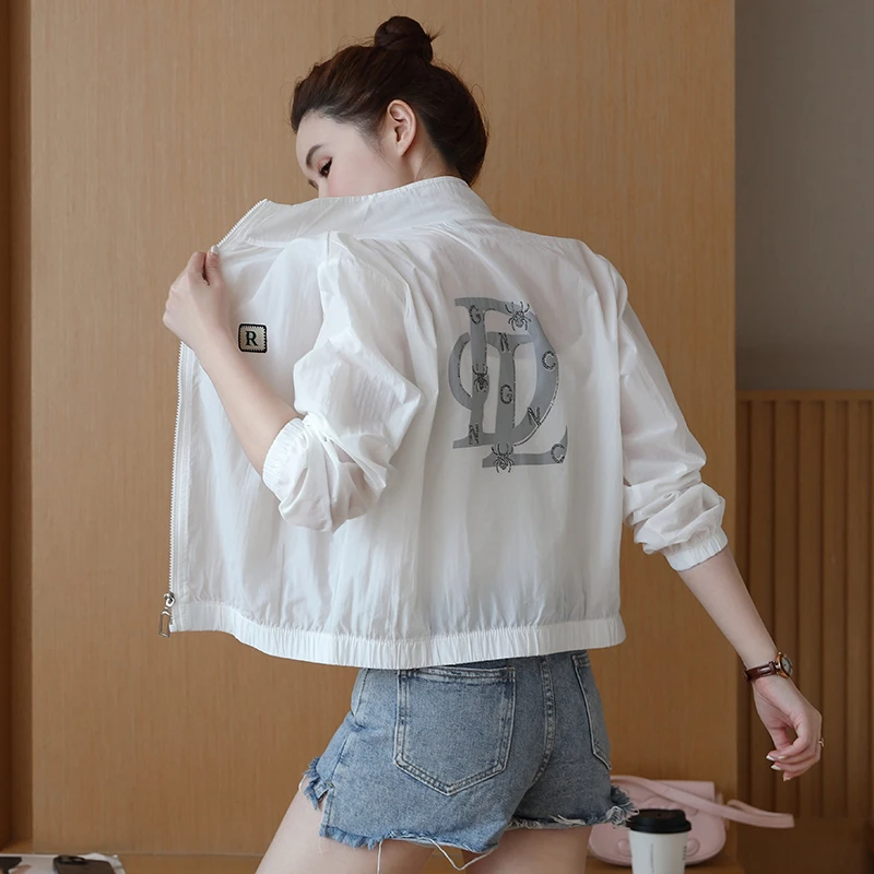 防晒衣女2025春夏季新款小个子薄款防晒衣洋气时尚印花透气短外套