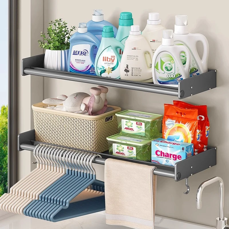 优勤阳台架子置物架免打孔晾衣架收纳神器多功能1个×1个置物挂杆