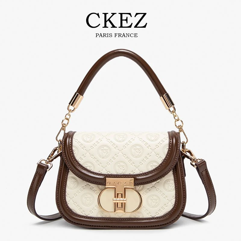 CKEZ2024秋冬新款小众潮流女士百搭时尚压花单肩斜挎手提腋下包