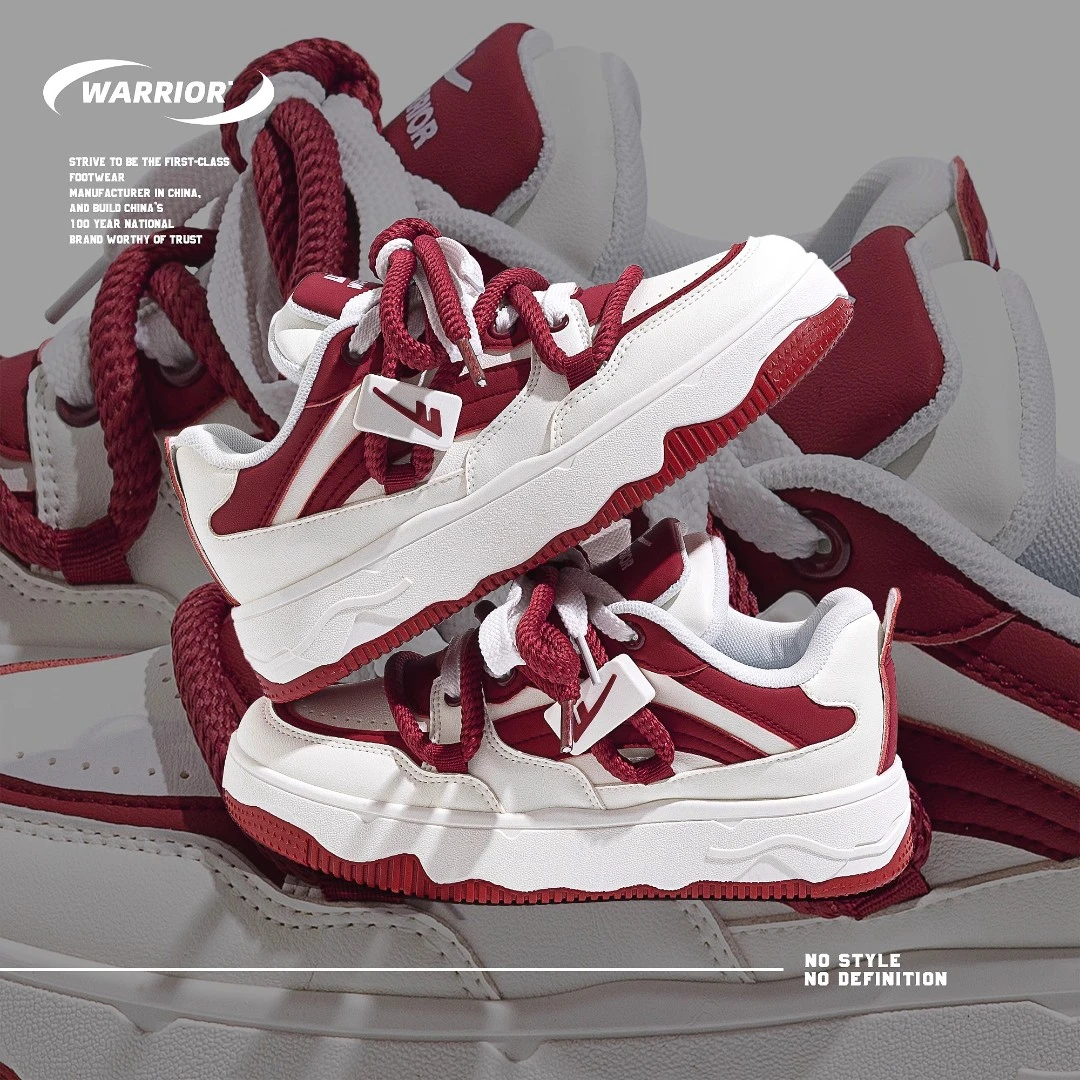 回力情侣小白鞋男2025春季新款红色男鞋面包鞋百搭厚底运动板鞋男