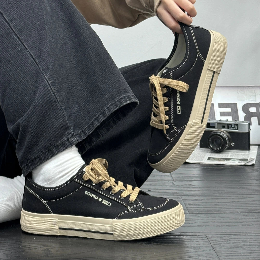 回力黑色厚底帆布鞋男款2024新款秋冬休闲运动鞋百搭爆款板鞋子男