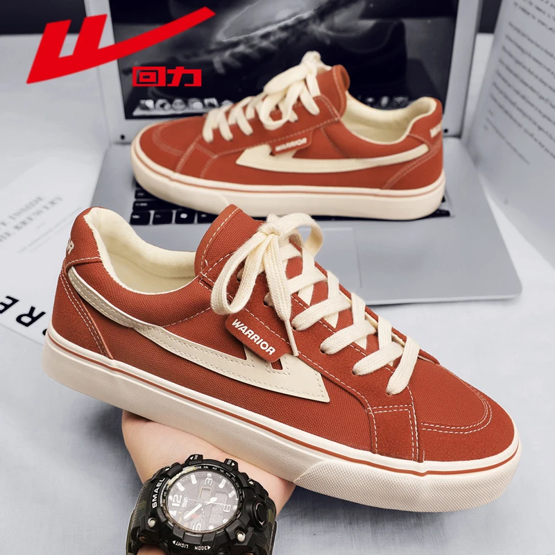 回力红色帆布鞋男夏季2024新款小众设计板鞋chic港风休闲运动鞋男