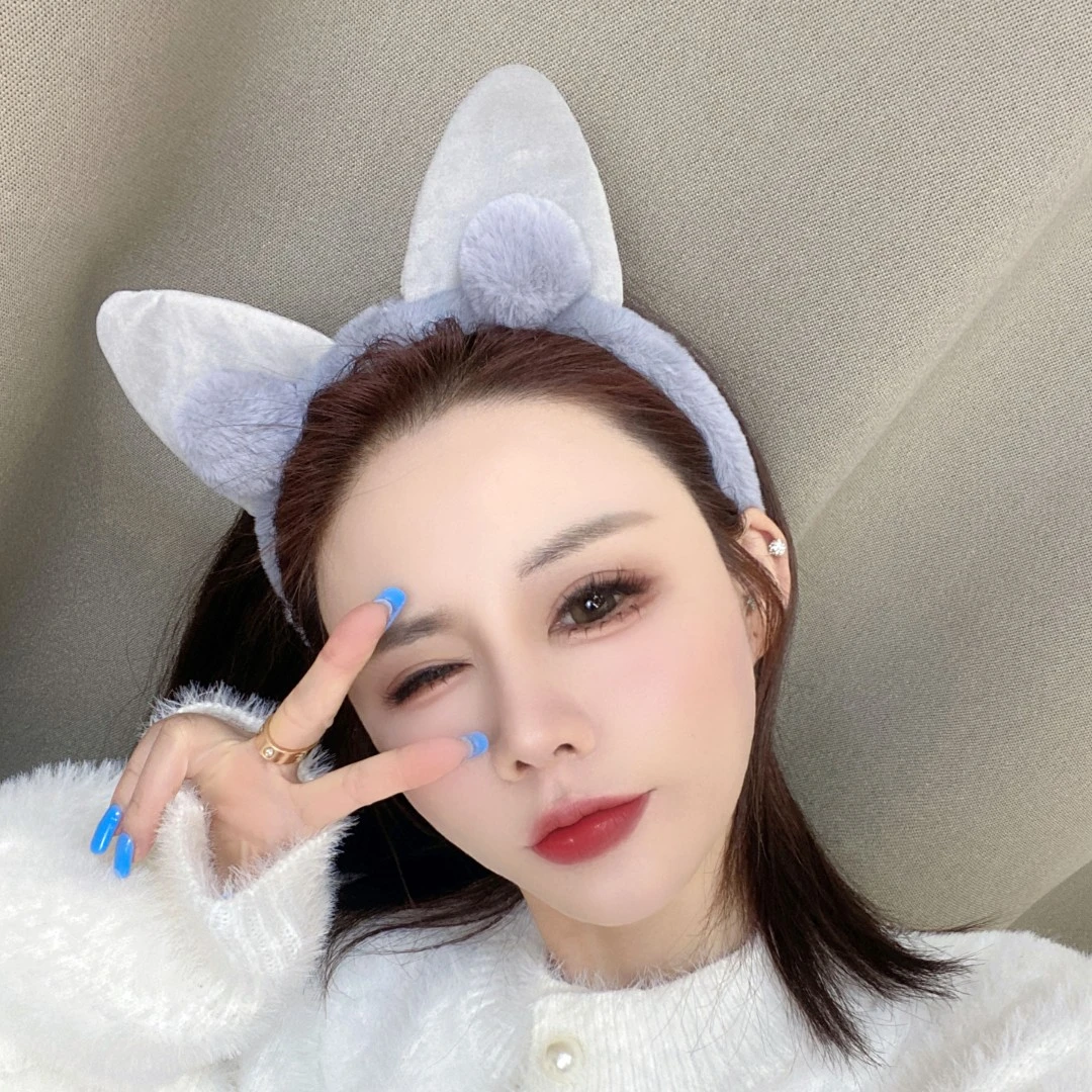 猫耳朵毛绒发箍洗脸女公主可爱韩式仙气发卡日系头箍秋冬毛绒绒