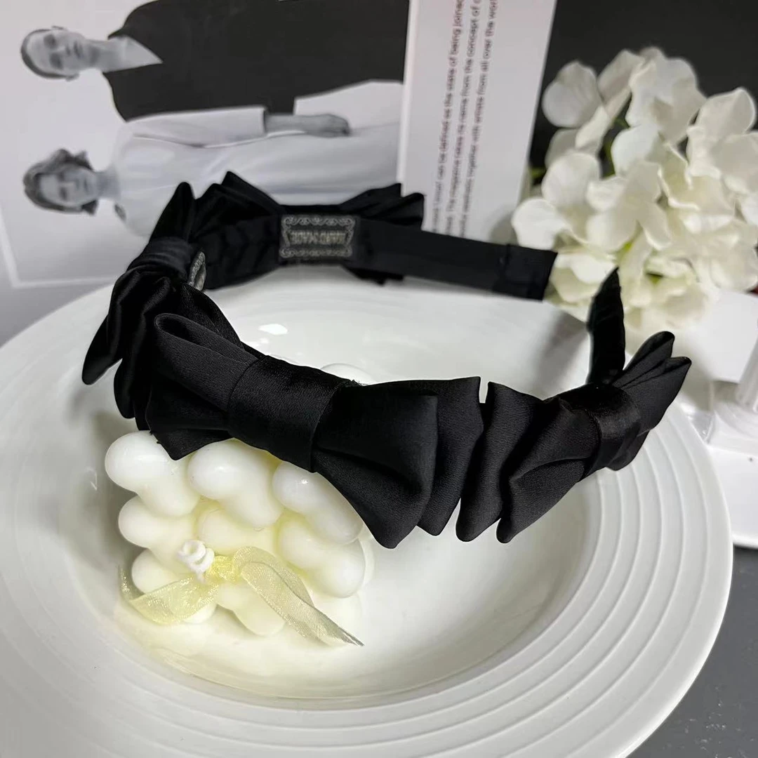 蝴蝶结发箍高级感复古法式高颅顶头饰发饰纯色甜美百搭黑色时尚