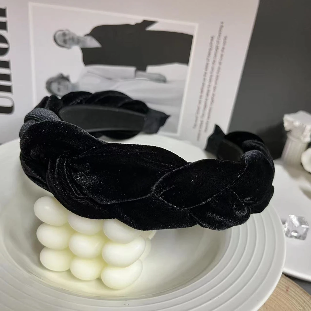 气质丝绒发箍宽边百搭时尚编织法式纯色秋冬减龄饰品小香风手工