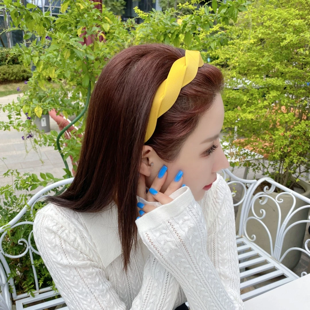 布艺发饰复古亮丝手工气质简约发箍女新款带齿麻花纯色