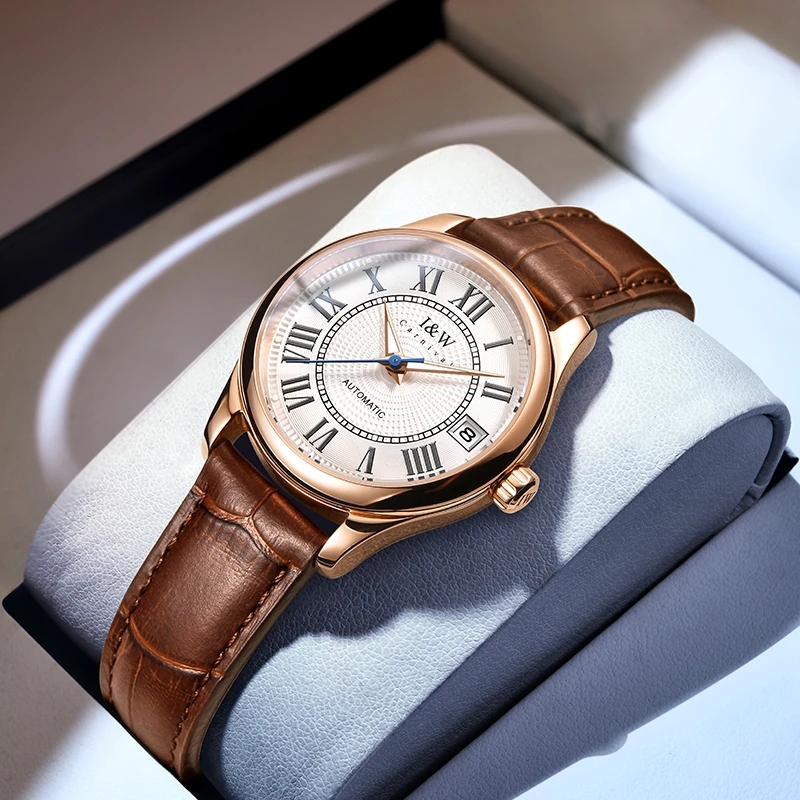 爱沃驰I&W品牌手表复古防水女士机械表经典百搭情侣高档腕表55797