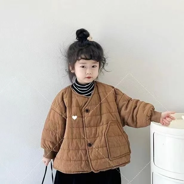 冬季2024新款森系棉服儿童，女宝宝加绒加厚保暖冬款韩版洋气秋冬