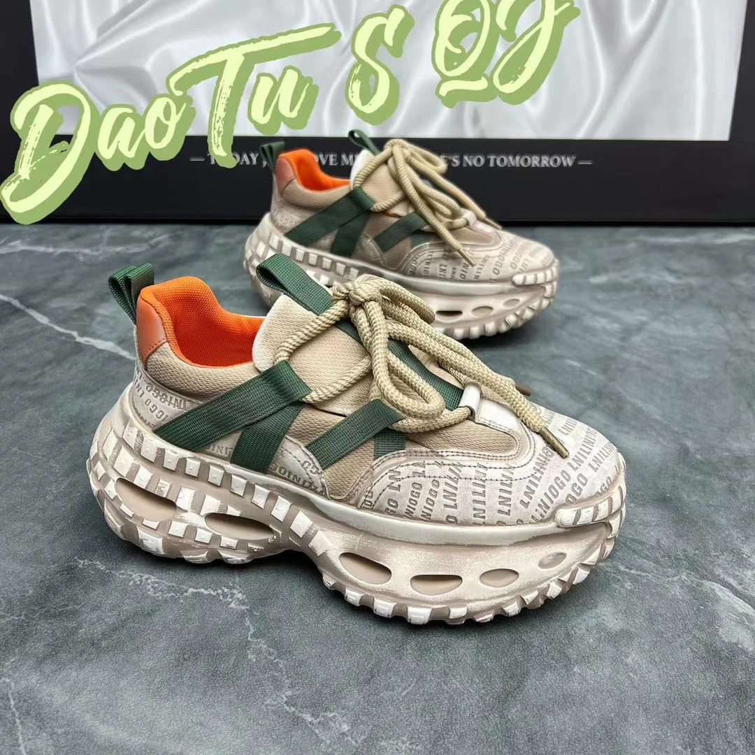 复古做旧小众脏脏鞋时尚增高厚底潮流男鞋个性百搭运动低帮老爹鞋