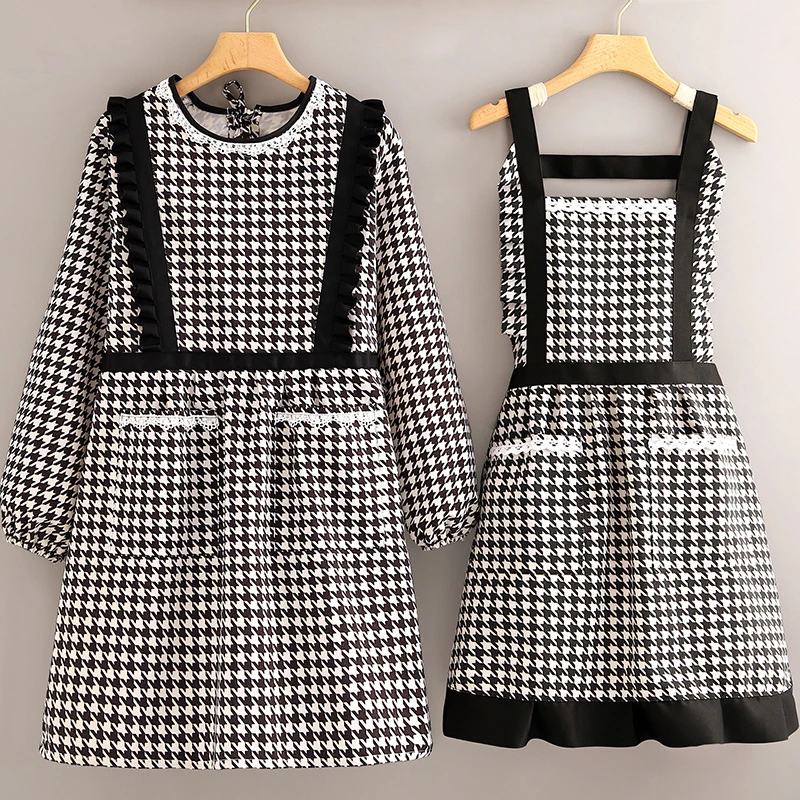 韩版帆布家用厨房围裙罩衣女新款长袖上班做饭防污耐磨洋气工作服