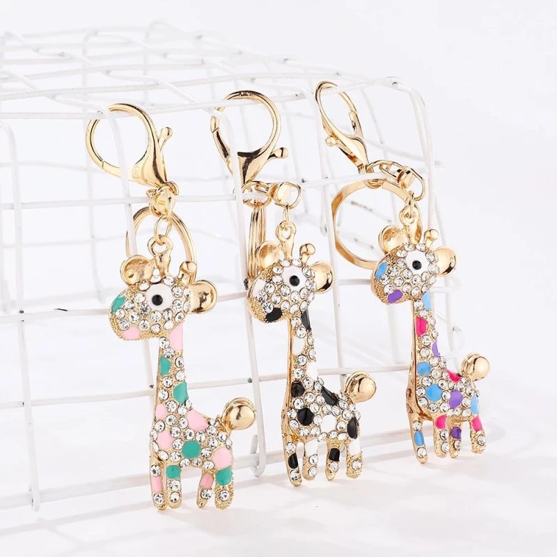 创意长颈鹿钥匙扣可爱金属包包挂件女款小动物小礼品DJZ三0