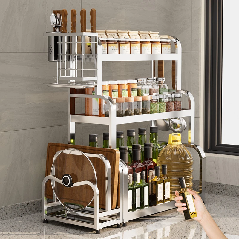 304不锈钢厨房用调料置物架加厚多功能储物架调味罐收纳架神器