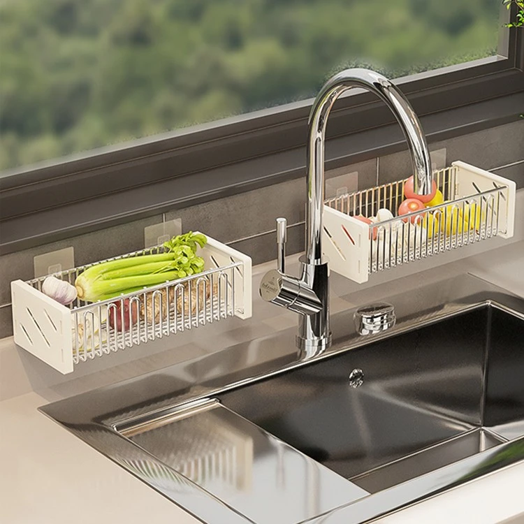 葱姜蒜收纳盒厨房置物架免打孔壁挂菜篮子神器调料生姜大蒜收纳筐