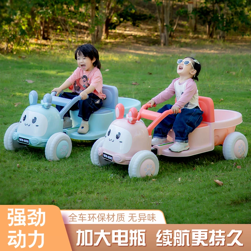 新款加大儿童双驱拖拉机升级音乐超大号可坐大人四轮车卡通载人