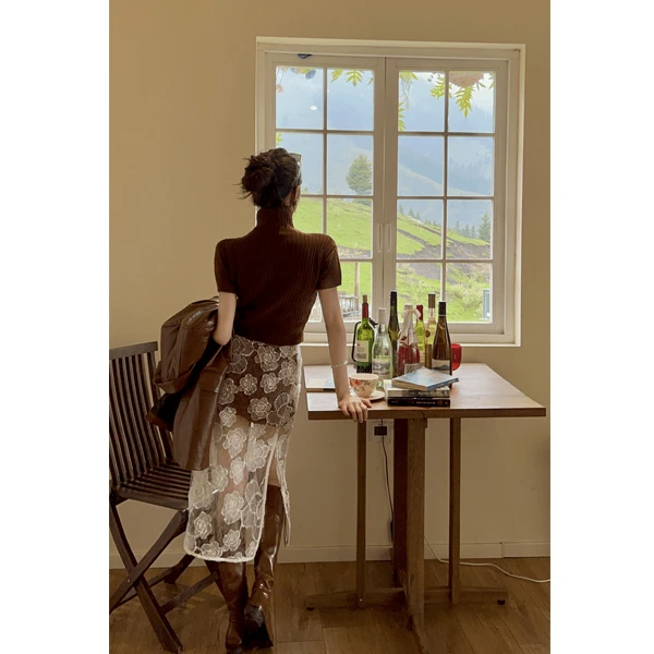 【樱花裙】复古气质时尚百搭镂空蕾丝半裙TLC1577