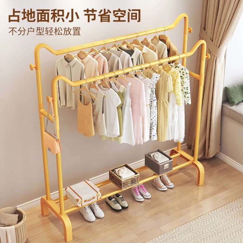过早新款双杆猫耳朵轻奢简易阳台立式衣服架房间可移动客厅收纳