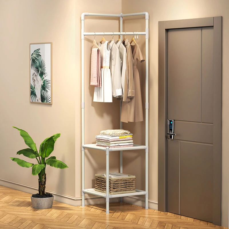 过早转角衣帽架落地床头置物架墙角拐角三角挂衣架家用简易鞋架