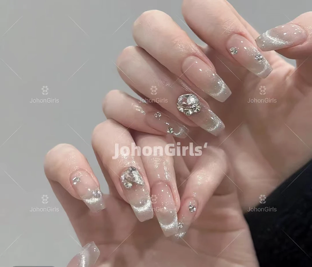 JohonGirls'/【时光美学】月光猫眼美甲法式纯手工穿戴甲