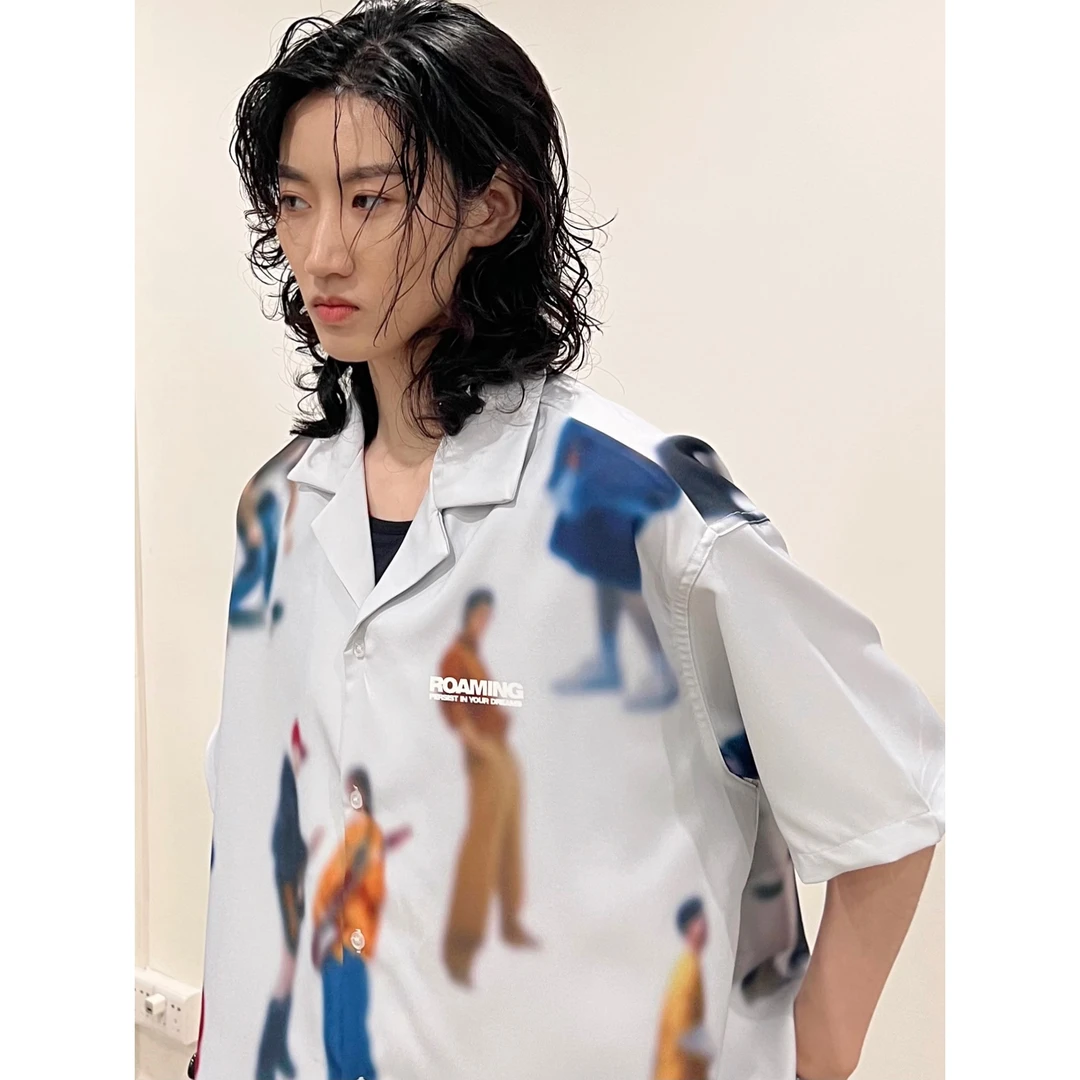 INSTORE 夏季古巴领免熨烫抗皱工艺复古宽松小众衬衫上衣设计感