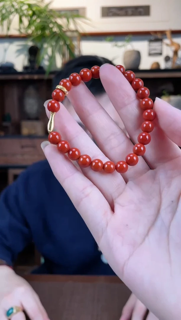 【闪购商品】南红玛瑙手串银S925镶嵌南红手串*5DN