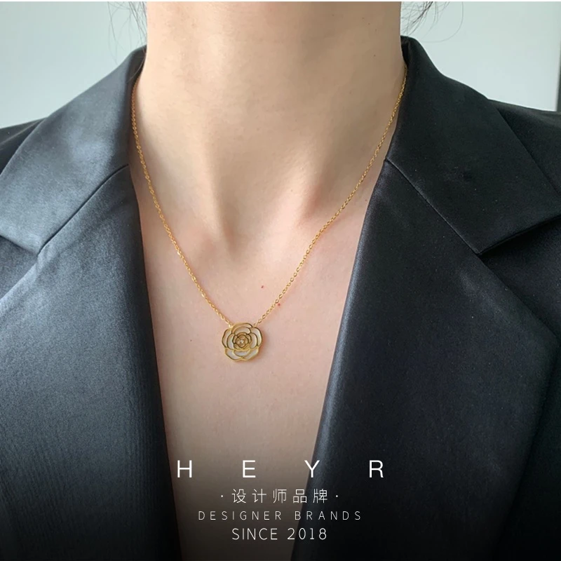 山茶花贝贝项链气质经典百搭设计款锁骨链