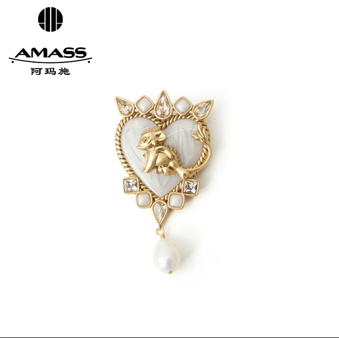 铜合金仿水晶胸针 阿玛施合金仿水晶胸针炫彩龙系列金色复古饰品