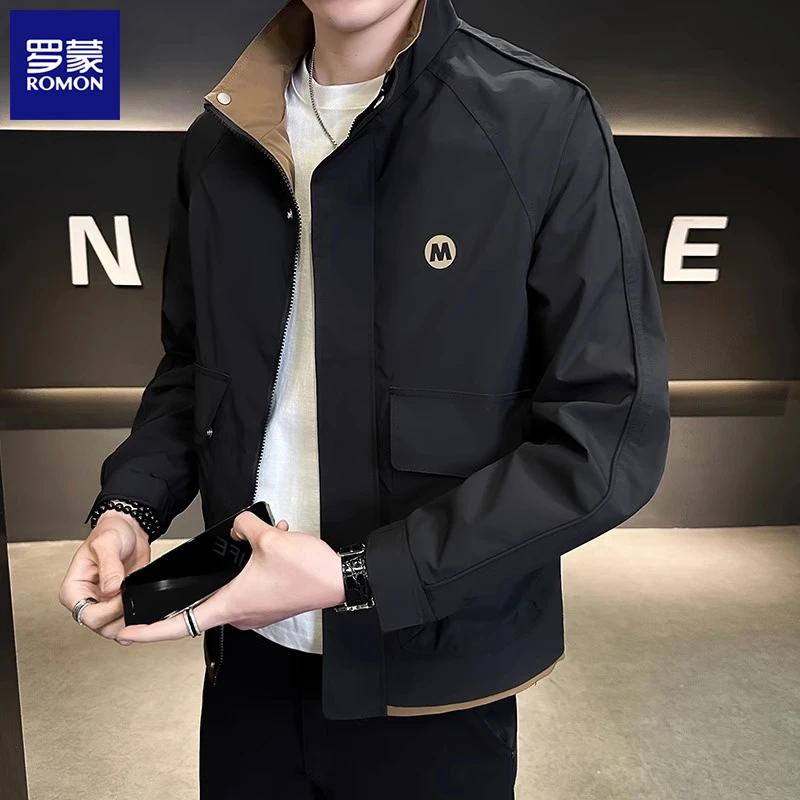 Romon/罗蒙立领夹克男士秋冬季新款潮流商务休闲舒适百搭上衣外套