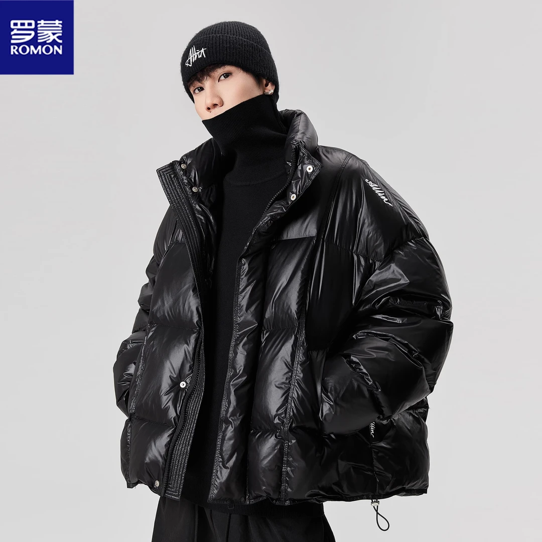 Romon/罗蒙冬季新款男士羽绒服加厚保暖宽松百搭休闲面包服外套