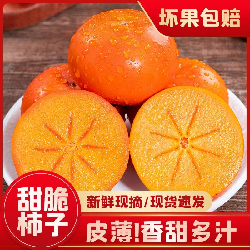 【果园现摘】正宗广西脆甜柿子3-5斤新鲜采摘脆甜冰糖心柿削皮即食