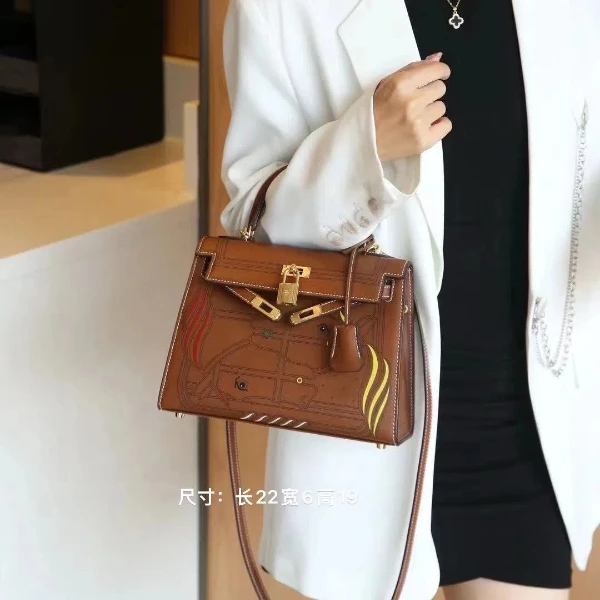 【Z0E】XKY-6962-棕色韩版女士潮流时尚复气质百搭轻奢单肩腋下包