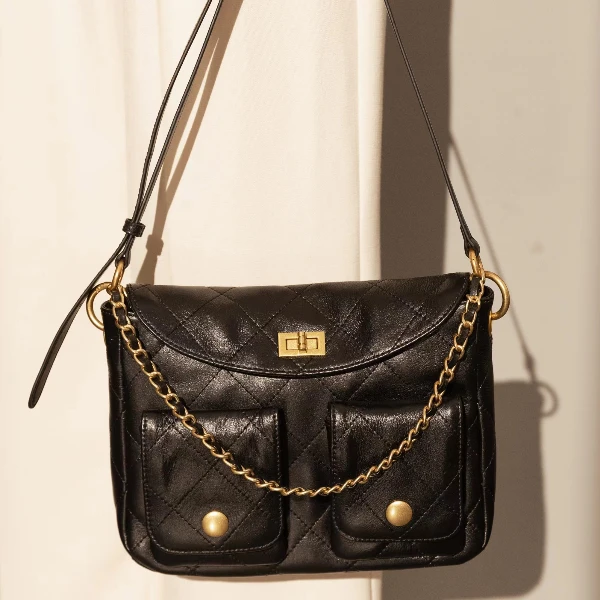 【Z0E】XC-24006黑色女士潮流时尚经典复古气质百搭单肩斜跨包