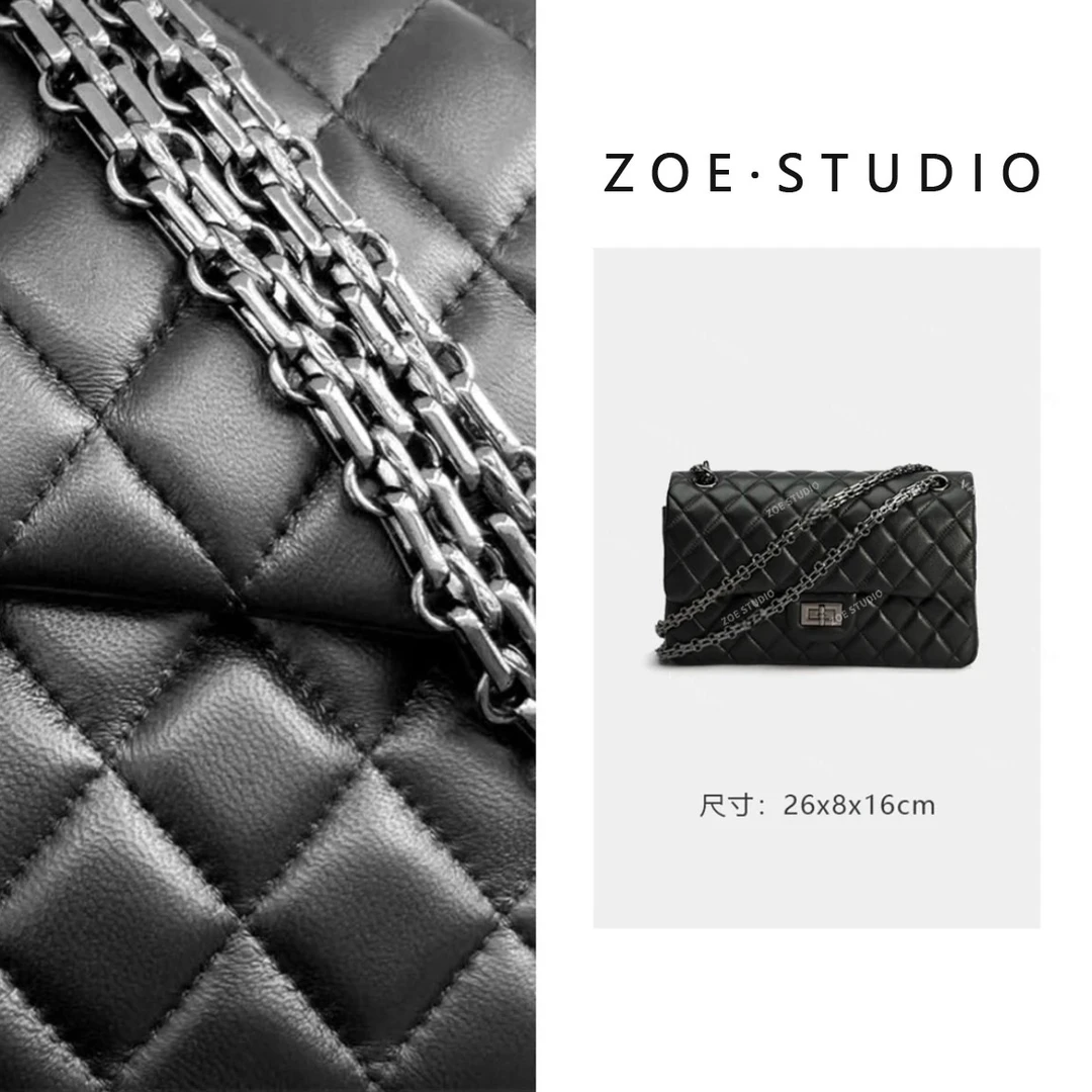 【佐伊甄选】SLBL-BW010-羊皮黑色轻奢新款小众时尚潮流简约斜跨包