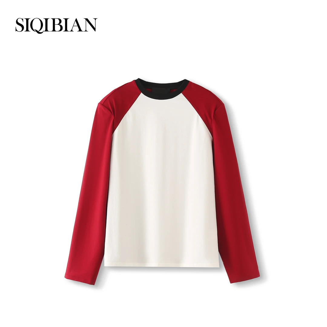 SIQIBIAN｜24早春设计师磨毛拼接长袖T-T6945