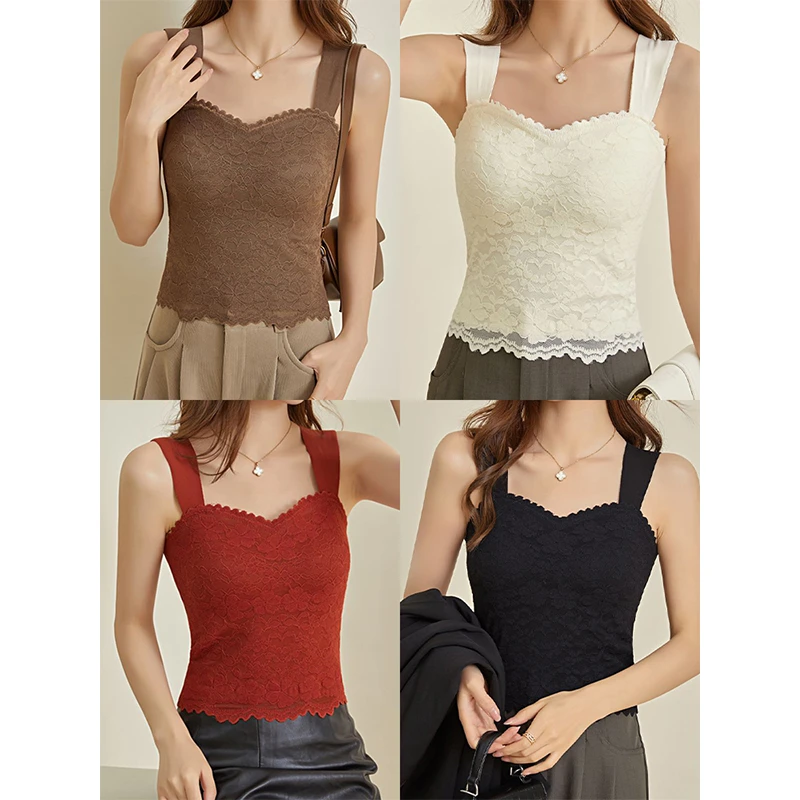 烈儿LRKS「三合一巨暖和」桑蚕丝莱赛尔磨毛花边背心TZB007