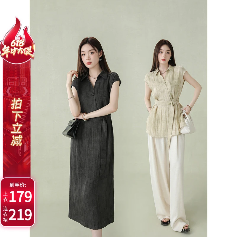 烈儿宝贝「老钱亚麻裙」亚麻透气新疆棉炒色显瘦连衣裙L42LYM254