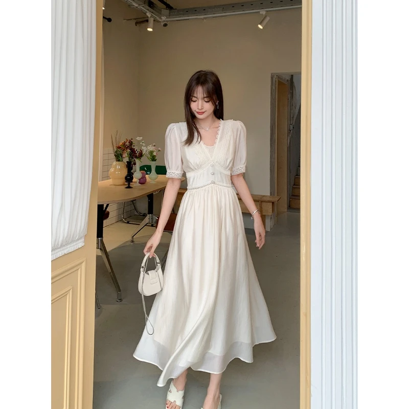 烈儿LRKS【泰国连衣裙】莱赛尔天丝精致重工蕾丝连衣裙K31LYR172