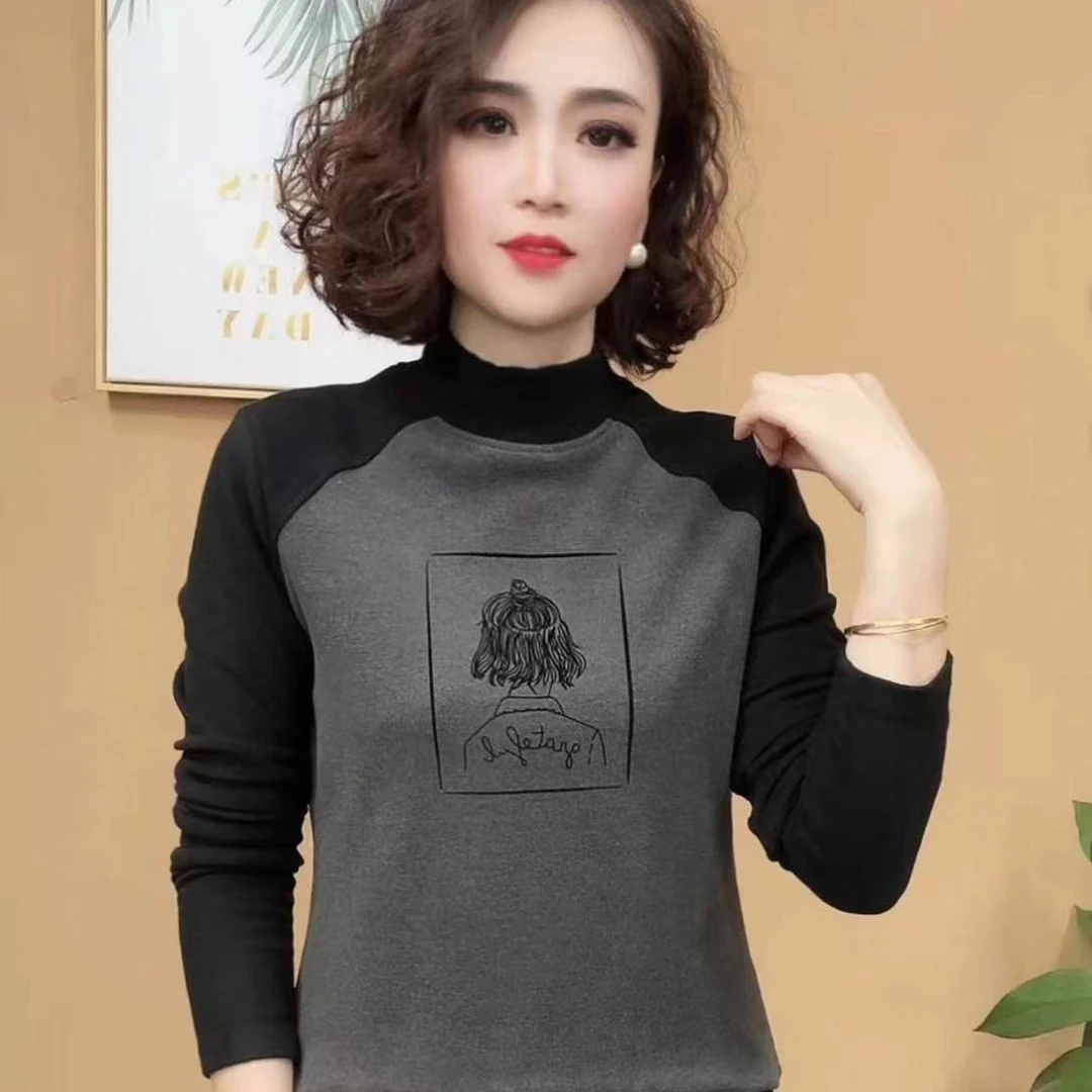 2024新品时尚秋冬季洋气百搭减龄显瘦打底衫T恤女上衣#808