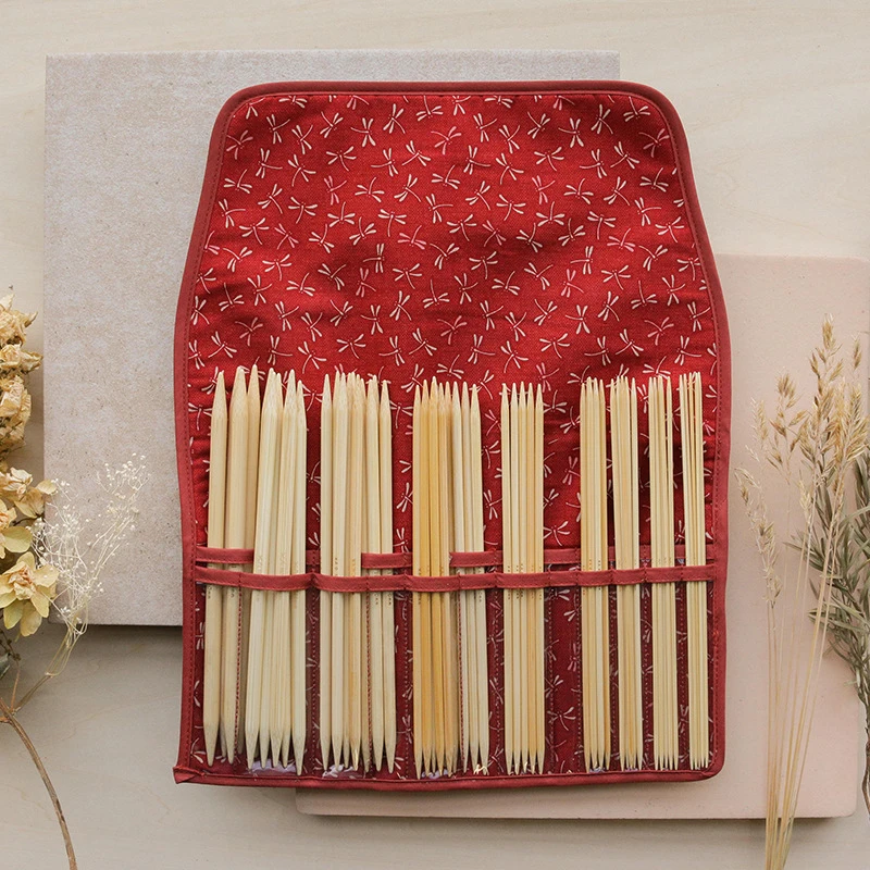 日本seeknit竹针套装收纳双尖短棒针11付毛线编织工具手工DIY针