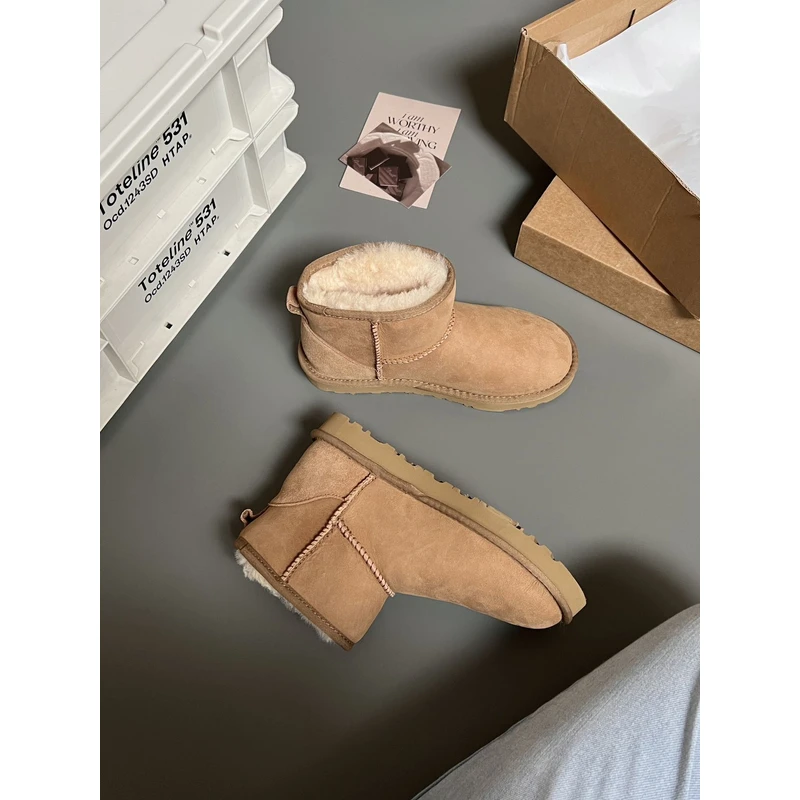 【5854常规底2-3公分】纯净版羊皮毛一体低筒保时尚暖雪地靴