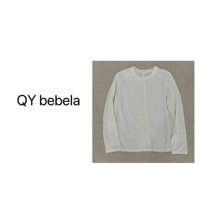 Qybebela纯色长袖休闲简约宽松圆领净色长袖T